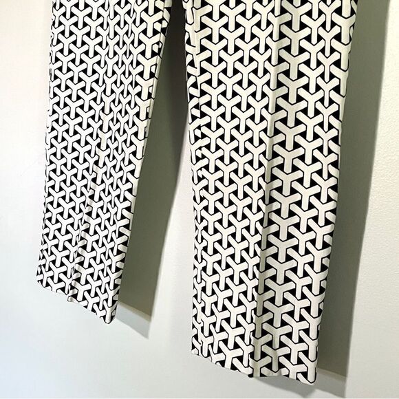 J. McLaughlin Geometric Double Zip
Up Pant Black White 14 Crop Ankle High Rise - Picture 4 of 10